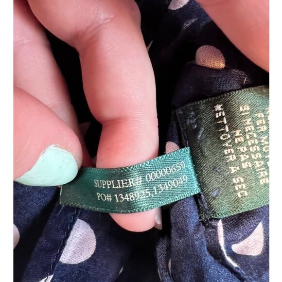 Lauren Ralph Lauren 3/4 Sleeve Blouse Top Shirt Semi Sheer Sz M Navy Blue Preppy - Picture 9 of 9